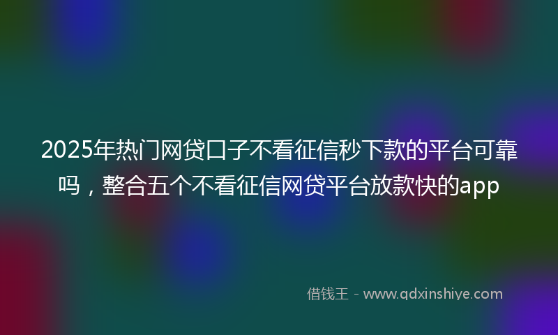 2025年热门网贷口子不看征信秒下款的平台可靠吗，整合五个不看征信网贷平台放款快的app