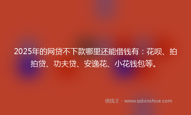 2025年的网贷不下款哪里还能借钱有：花呗、拍拍贷、功夫贷、安逸花、小花钱包等。