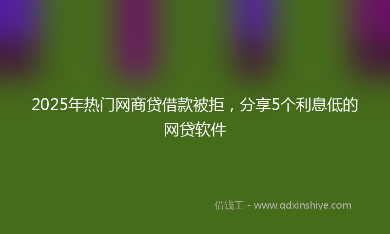 2025年热门网商贷借款被拒，分享5个利息低的网贷软件