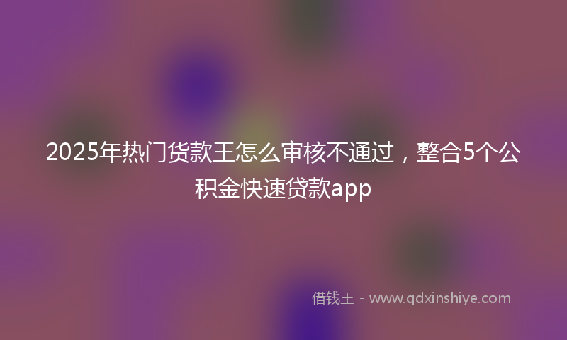 2025年热门货款王怎么审核不通过，整合5个公积金快速贷款app