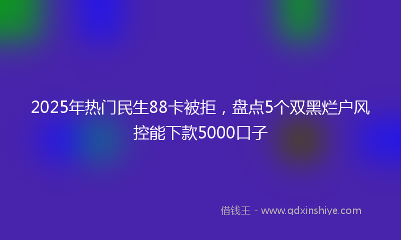 2025年热门民生88卡被拒，盘点5个双黑烂户风控能下款5000口子