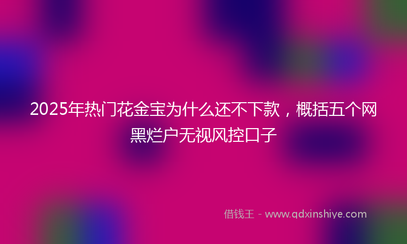 2025年热门花金宝为什么还不下款，概括五个网黑烂户无视风控口子