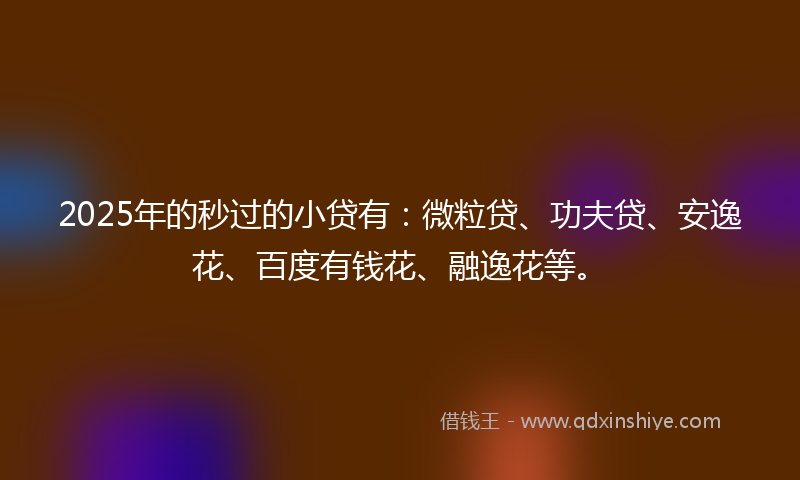 2025年的秒过的小贷有：微粒贷、功夫贷、安逸花、百度有钱花、融逸花等。