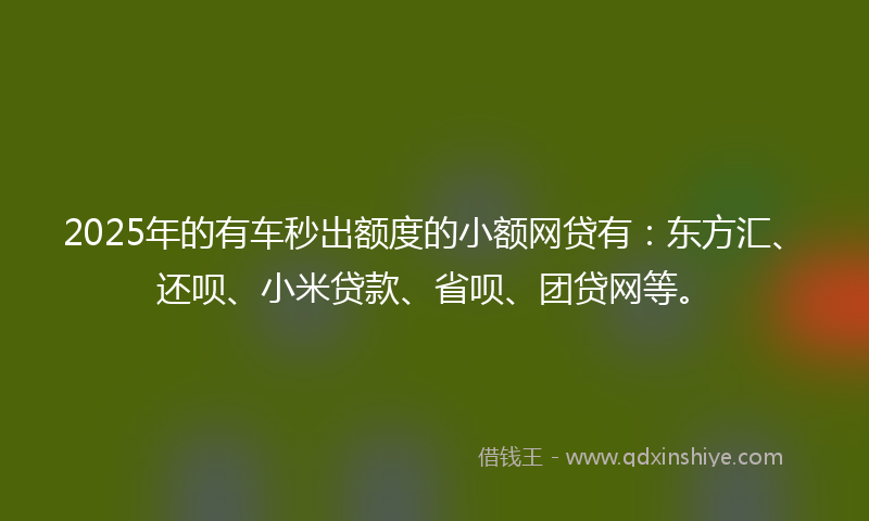 2025年的有车秒出额度的小额网贷有：东方汇、还呗、小米贷款、省呗、团贷网等。