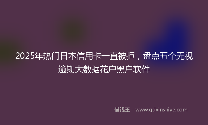 2025年热门日本信用卡一直被拒，盘点五个无视逾期大数据花户黑户软件