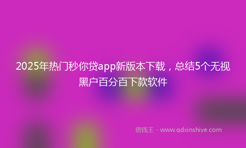 2025年热门秒你贷app新版本下载，总结5个无视黑户百分百下款软件