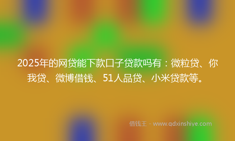 2025年的网贷能下款口子贷款吗有：微粒贷、你我贷、微博借钱、51人品贷、小米贷款等。