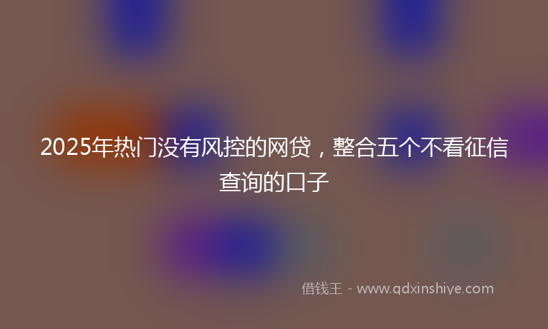 2025年热门没有风控的网贷，整合五个不看征信查询的口子