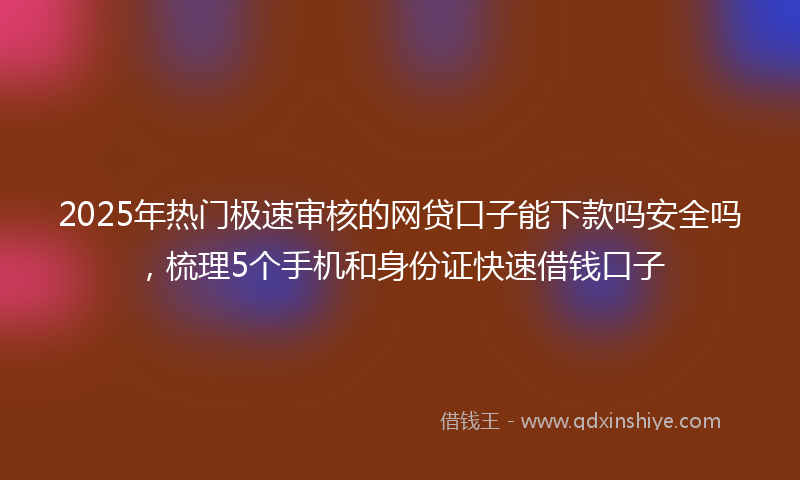 2025年热门极速审核的网贷口子能下款吗安全吗，梳理5个手机和身份证快速借钱口子
