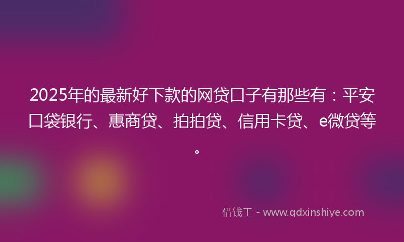2025年的最新好下款的网贷口子有那些有：平安口袋银行、惠商贷、拍拍贷、信用卡贷、e微贷等。