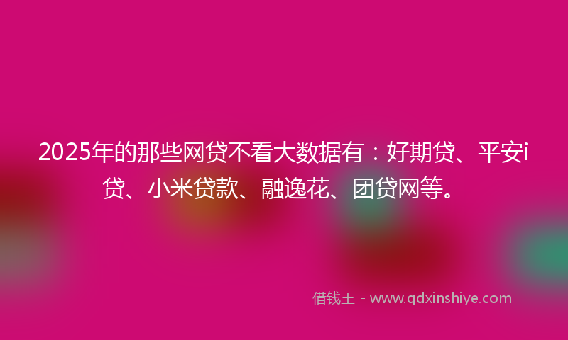 2025年的那些网贷不看大数据有：好期贷、平安i贷、小米贷款、融逸花、团贷网等。