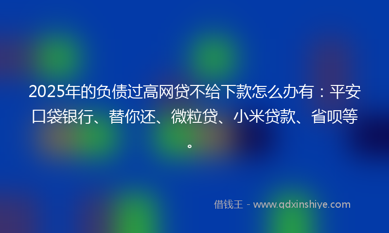 2025年的负债过高网贷不给下款怎么办有：平安口袋银行、替你还、微粒贷、小米贷款、省呗等。