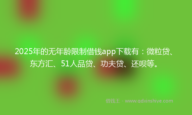 2025年的无年龄限制借钱app下载有：微粒贷、东方汇、51人品贷、功夫贷、还呗等。