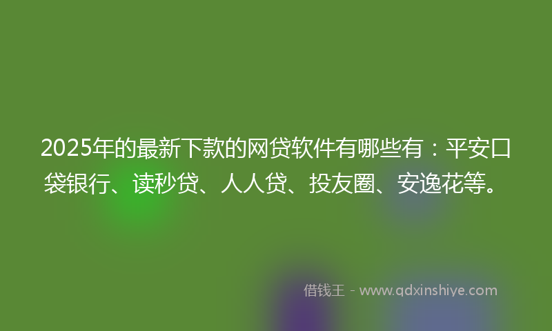 2025年的最新下款的网贷软件有哪些有：平安口袋银行、读秒贷、人人贷、投友圈、安逸花等。