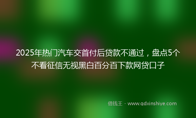 2025年热门汽车交首付后贷款不通过，盘点5个不看征信无视黑白百分百下款网贷口子