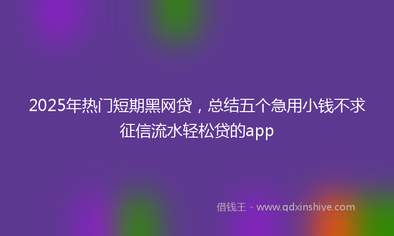 2025年热门短期黑网贷，总结五个急用小钱不求征信流水轻松贷的app