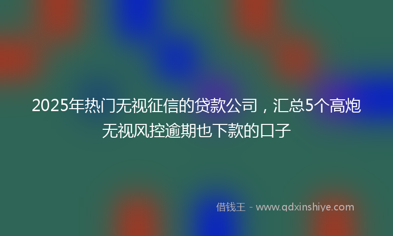 2025年热门无视征信的贷款公司，汇总5个高炮无视风控逾期也下款的口子