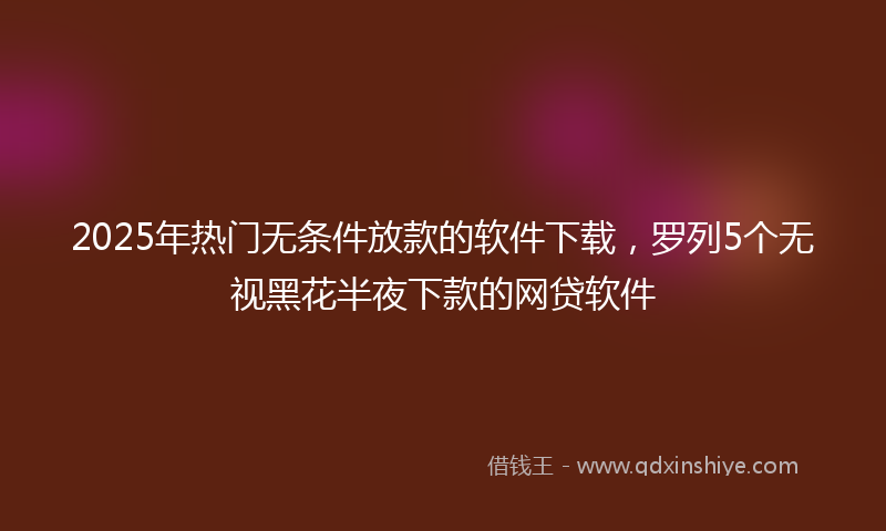 2025年热门无条件放款的软件下载，罗列5个无视黑花半夜下款的网贷软件
