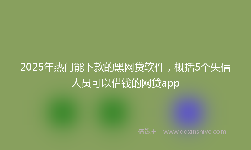 2025年热门能下款的黑网贷软件，概括5个失信人员可以借钱的网贷app