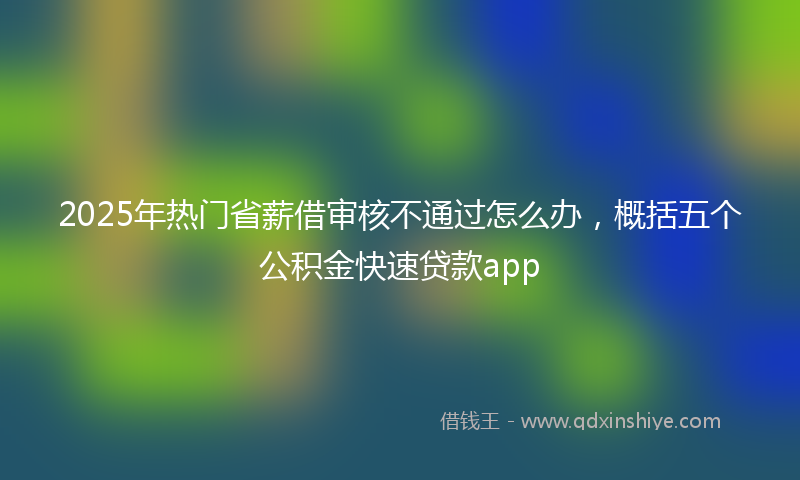 2025年热门省薪借审核不通过怎么办，概括五个公积金快速贷款app