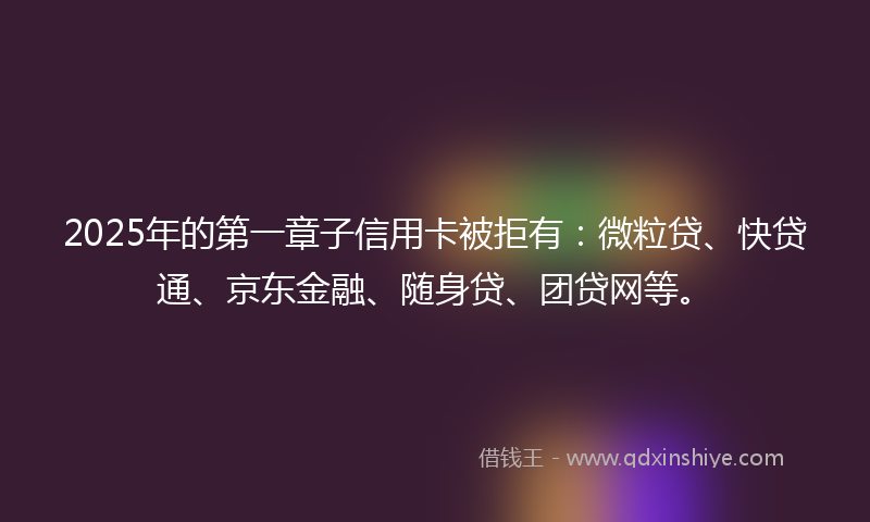 2025年的第一章子信用卡被拒有：微粒贷、快贷通、京东金融、随身贷、团贷网等。