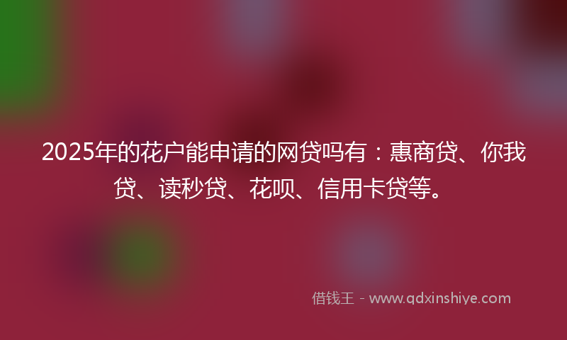 2025年的花户能申请的网贷吗有：惠商贷、你我贷、读秒贷、花呗、信用卡贷等。