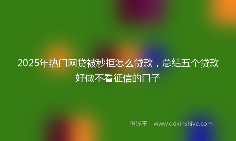 2025年热门网贷被秒拒怎么贷款，总结五个贷款好做不看征信的口子