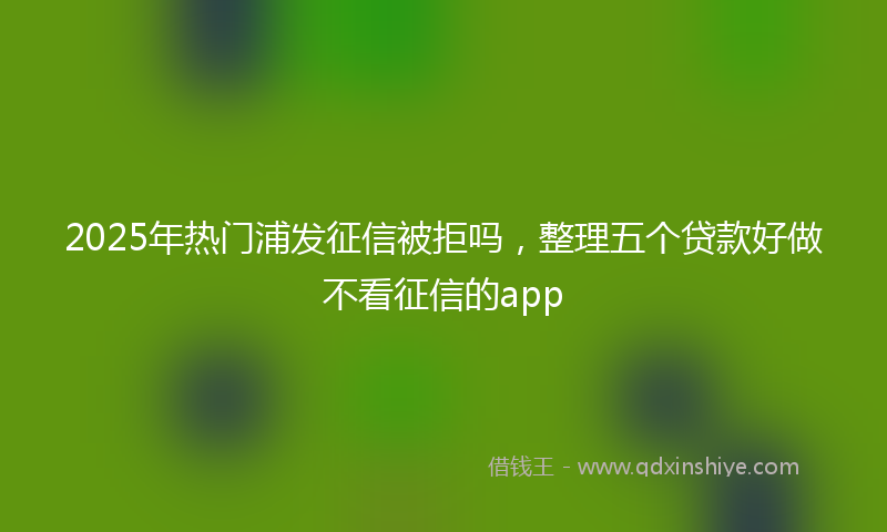 2025年热门浦发征信被拒吗，整理五个贷款好做不看征信的app