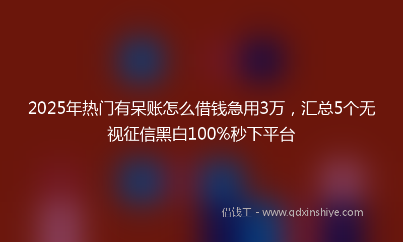 2025年热门有呆账怎么借钱急用3万，汇总5个无视征信黑白100%秒下平台