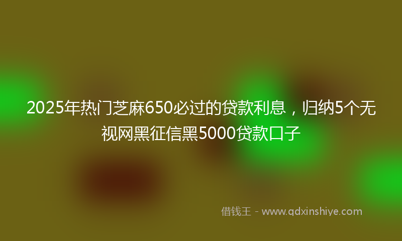 2025年热门芝麻650必过的贷款利息，归纳5个无视网黑征信黑5000贷款口子