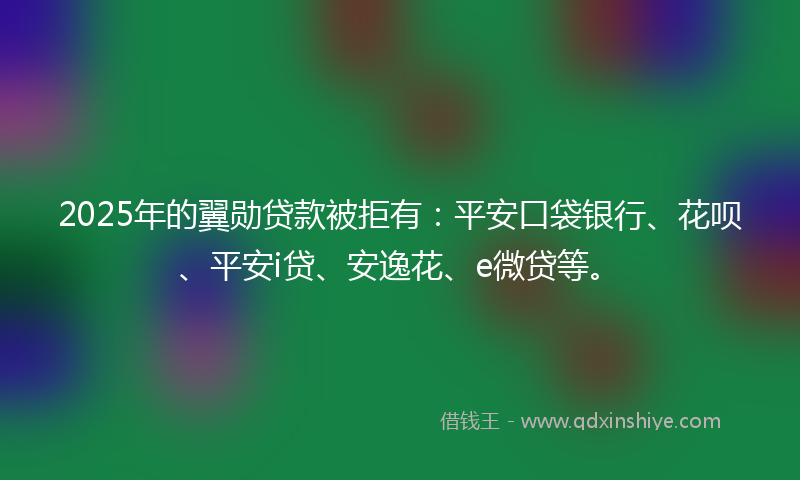 2025年的翼勋贷款被拒有：平安口袋银行、花呗、平安i贷、安逸花、e微贷等。