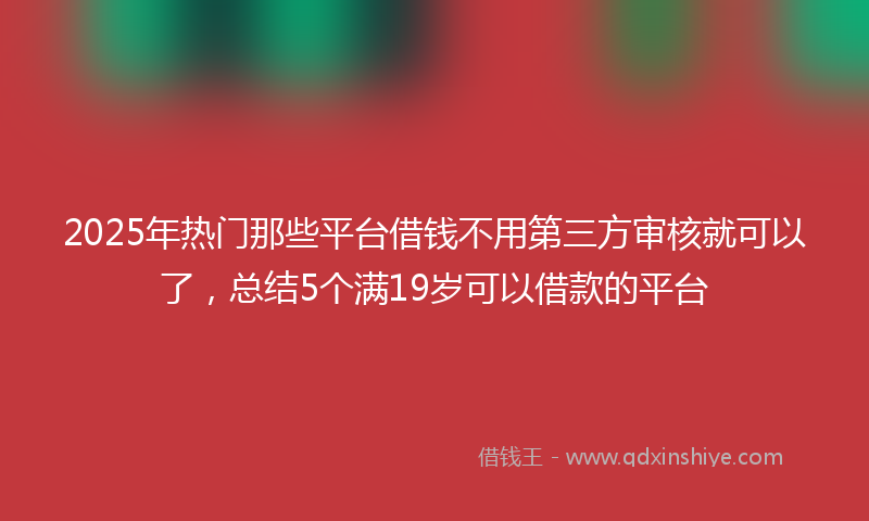 2025年热门那些平台借钱不用第三方审核就可以了，总结5个满19岁可以借款的平台