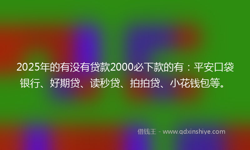 2025年的有没有贷款2000必下款的有：平安口袋银行、好期贷、读秒贷、拍拍贷、小花钱包等。