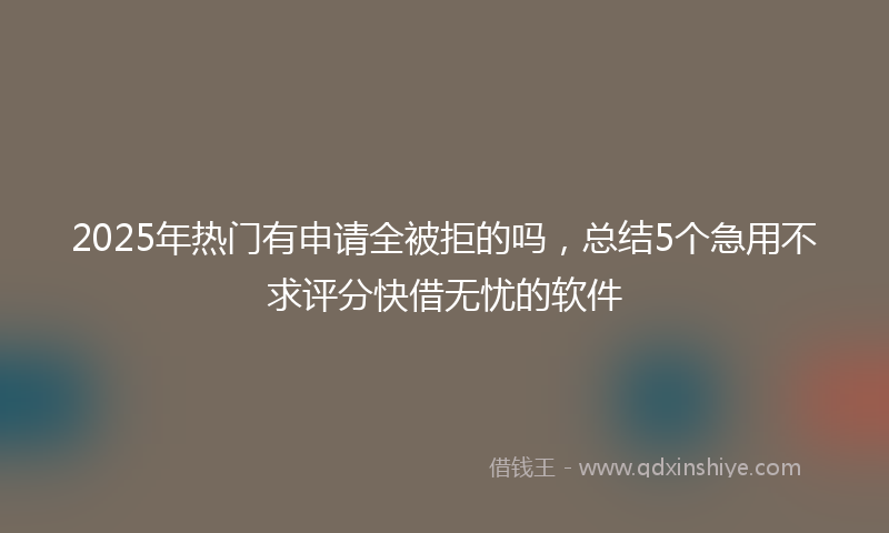 2025年热门有申请全被拒的吗，总结5个急用不求评分快借无忧的软件