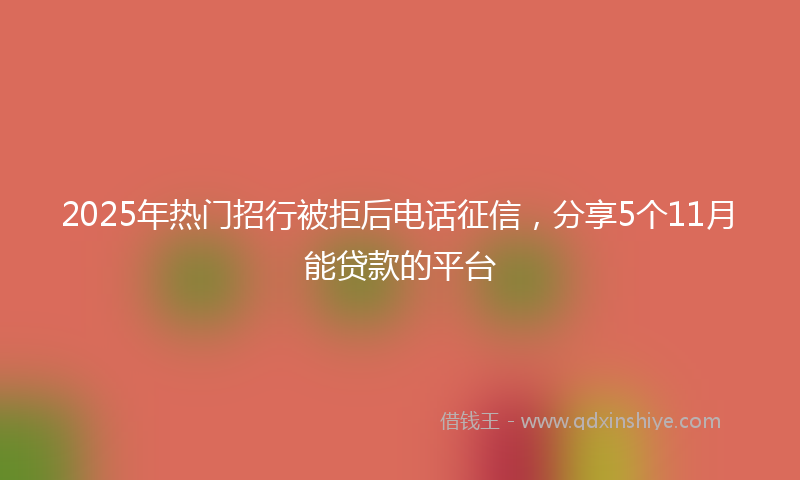 2025年热门招行被拒后电话征信，分享5个11月能贷款的平台