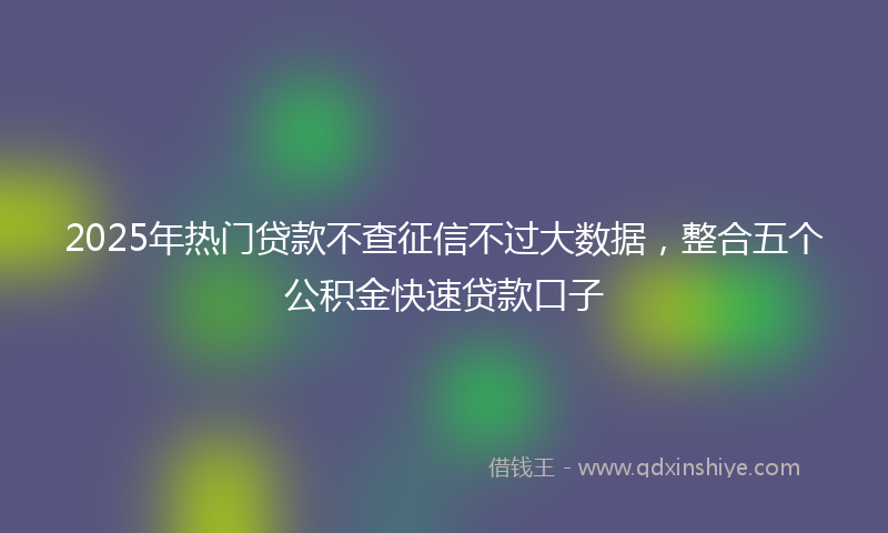 2025年热门贷款不查征信不过大数据，整合五个公积金快速贷款口子