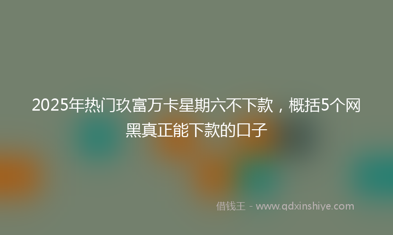 2025年热门玖富万卡星期六不下款，概括5个网黑真正能下款的口子
