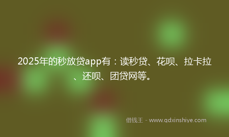 2025年的秒放贷app有：读秒贷、花呗、拉卡拉、还呗、团贷网等。