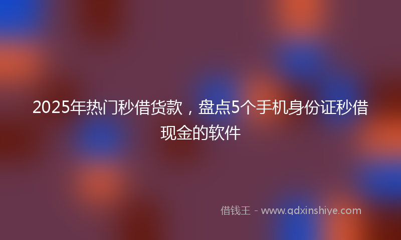 2025年热门秒借货款，盘点5个手机身份证秒借现金的软件