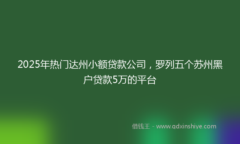 2025年热门达州小额贷款公司，罗列五个苏州黑户贷款5万的平台