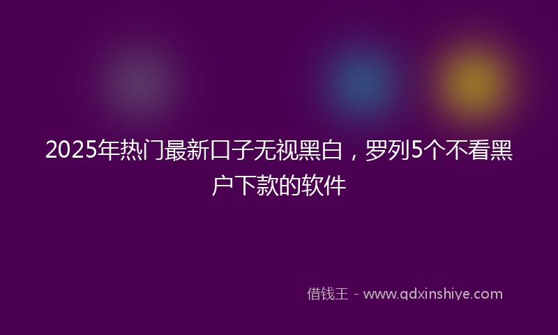 2025年热门最新口子无视黑白，罗列5个不看黑户下款的软件