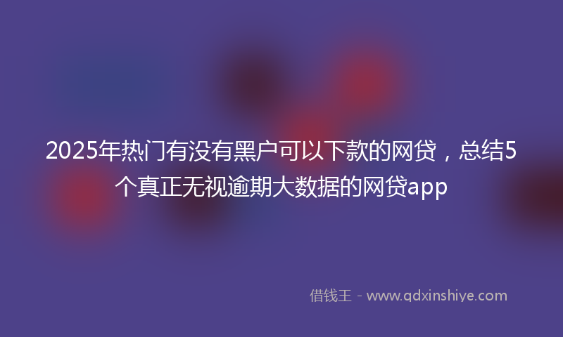 2025年热门有没有黑户可以下款的网贷，总结5个真正无视逾期大数据的网贷app