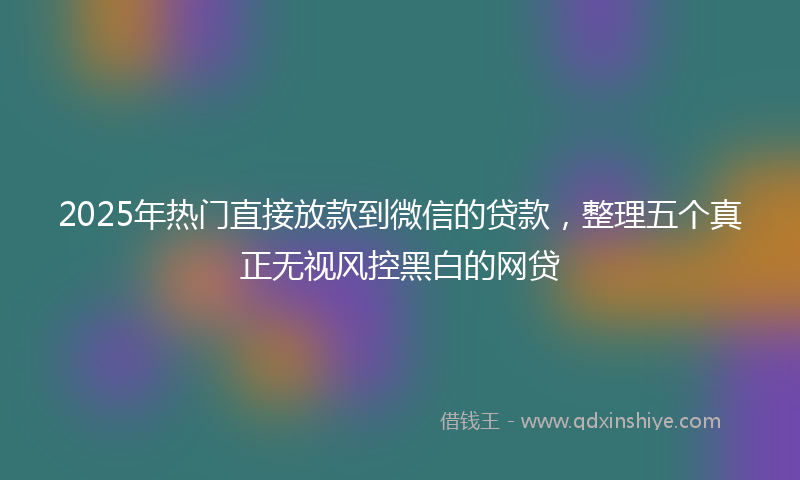 2025年热门直接放款到微信的贷款，整理五个真正无视风控黑白的网贷