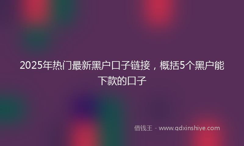2025年热门最新黑户口子链接，概括5个黑户能下款的口子