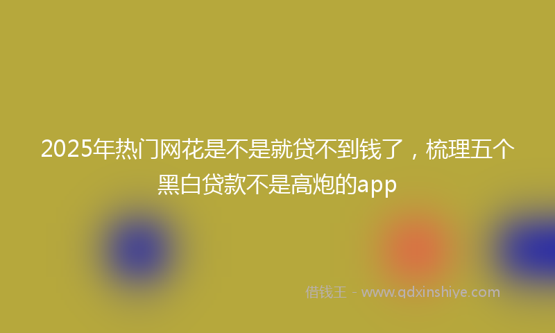 2025年热门网花是不是就贷不到钱了，梳理五个黑白贷款不是高炮的app