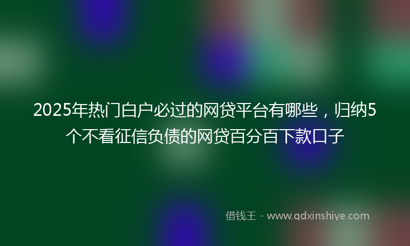 2025年热门白户必过的网贷平台有哪些，归纳5个不看征信负债的网贷百分百下款口子