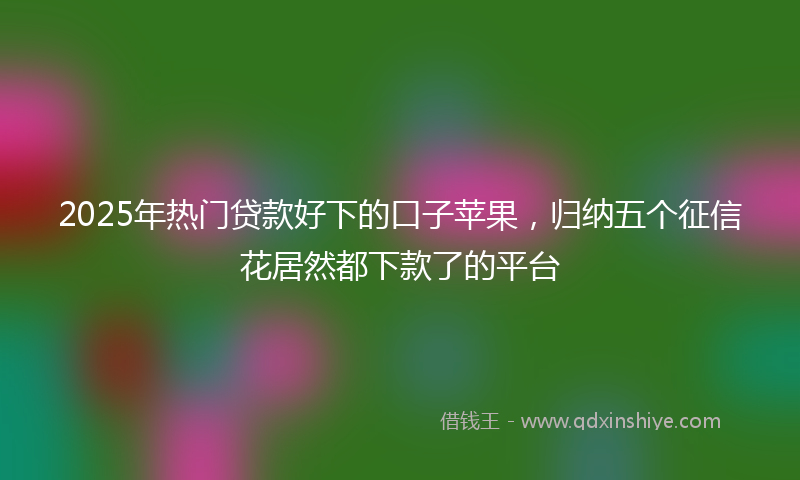 2025年热门贷款好下的口子苹果，归纳五个征信花居然都下款了的平台