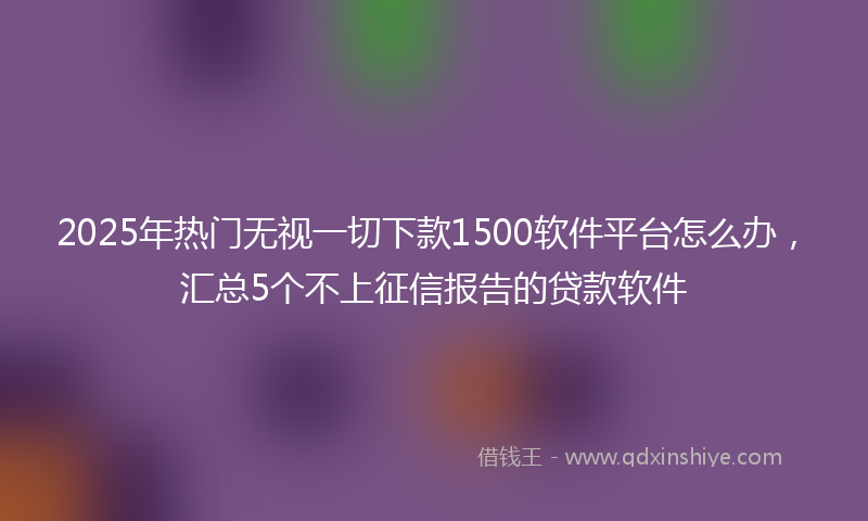 2025年热门无视一切下款1500软件平台怎么办，汇总5个不上征信报告的贷款软件