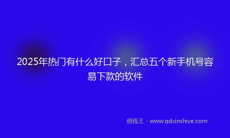 2025年热门有什么好口子，汇总五个新手机号容易下款的软件