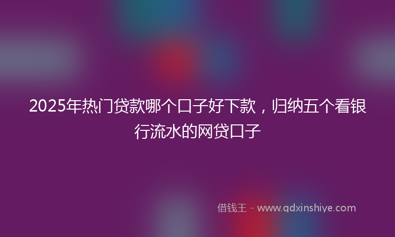 2025年热门贷款哪个口子好下款，归纳五个看银行流水的网贷口子